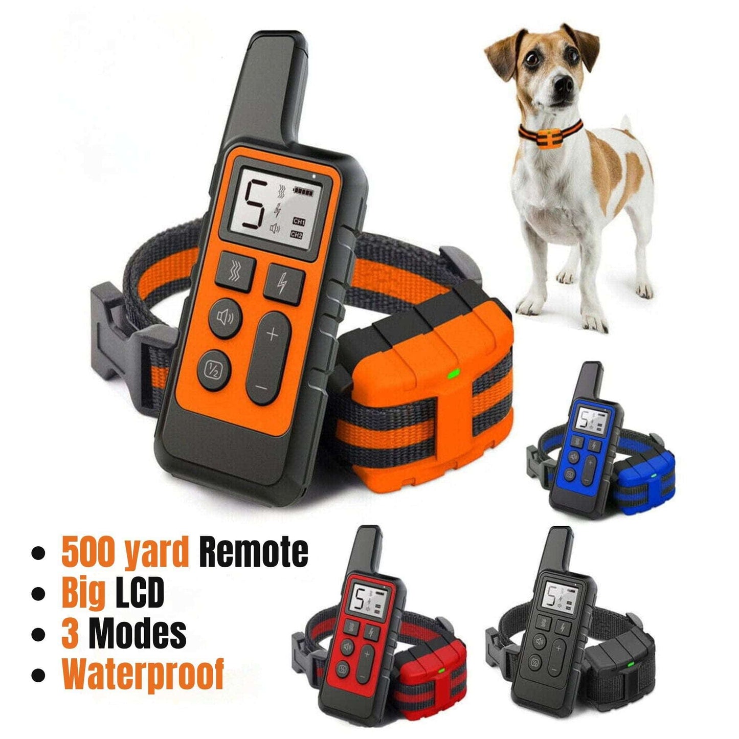 Black Dog Training Collar 500m Control Trainer Device Vibration / Electrostatic pulse / Warning Stop Bark Deterrents TrendyPet's Zone