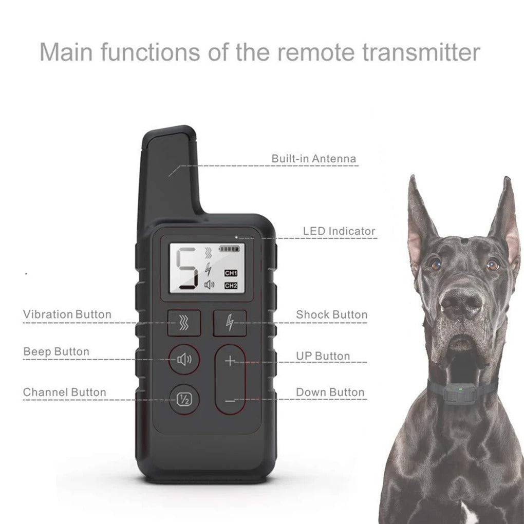 Black Dog Training Collar 500m Control Trainer Device Vibration / Electrostatic pulse / Warning Stop Bark Deterrents - TrendyPet's Zone