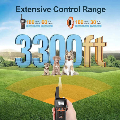 Black Dog Training Collar with 3300FT Remote, IPX7 Waterproof Rechargeable Shock Collar, 3 Safe Training Modes, Adjustable Electronic Collar - TrendyPet's Zone