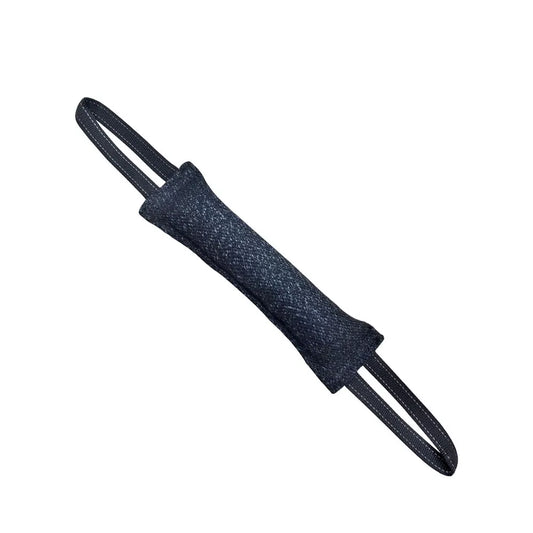 Black durable dog tug toy pillow from TrendyPet's Zone, ideal for interactive training and play with dogs.