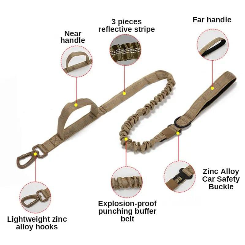Black tactical dog collar and leash set from TrendyPet's Zone, heavy-duty training accessories for dogs.