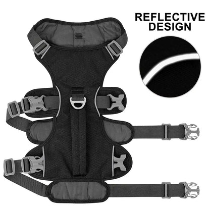 Black Escape-Proof Reflective Dog Harness by TrendyPet's Zone, durable and adjustable for secure, comfortable outdoor walks.