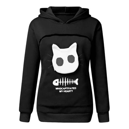 Black Fish Print High Quality Sweatshirt Cat Dog Lovers Hoodies Kangaroo Pet Paw Ears Cuddle Pouch Pullovers - TrendyPet's Zone