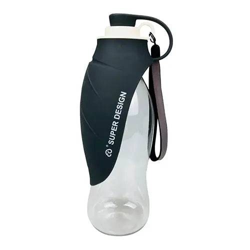 Black-Grey 580ml Portable Pet Water Bottle Silicone Travel Bowl Outdoor Pet Water Dispenser - TrendyPet's Zone