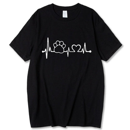 Black Heartbeat Lifeline Dog Men T-Shirt Casual Funny Foot For Guy Boy Hipster TrendyPet's Zone