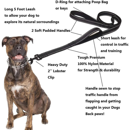 Red heavy-duty dog leash with double handles for control and safety during walks, by TrendyPet's Zone.