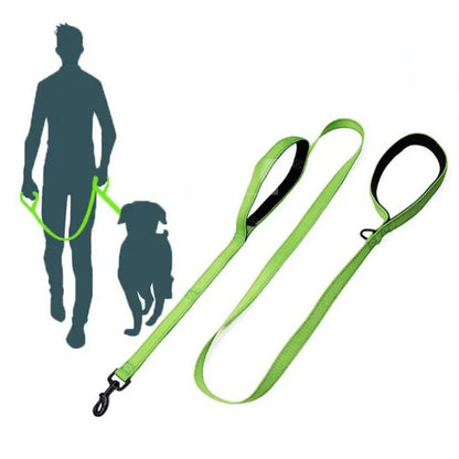 Red heavy-duty dog leash with double handles from TrendyPet's Zone for better control and safety during walks.