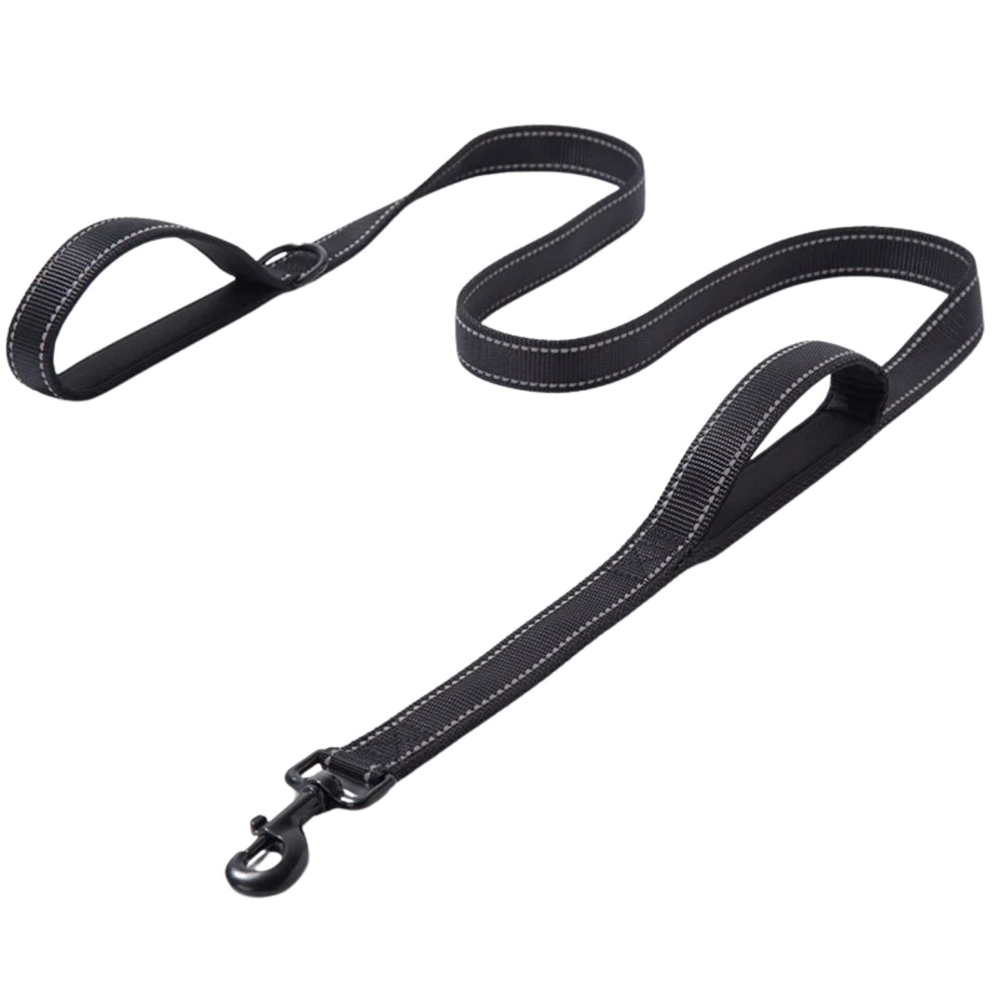 Black heavy-duty dog leash with double handles from TrendyPet's Zone, designed for better control and safety during walks.