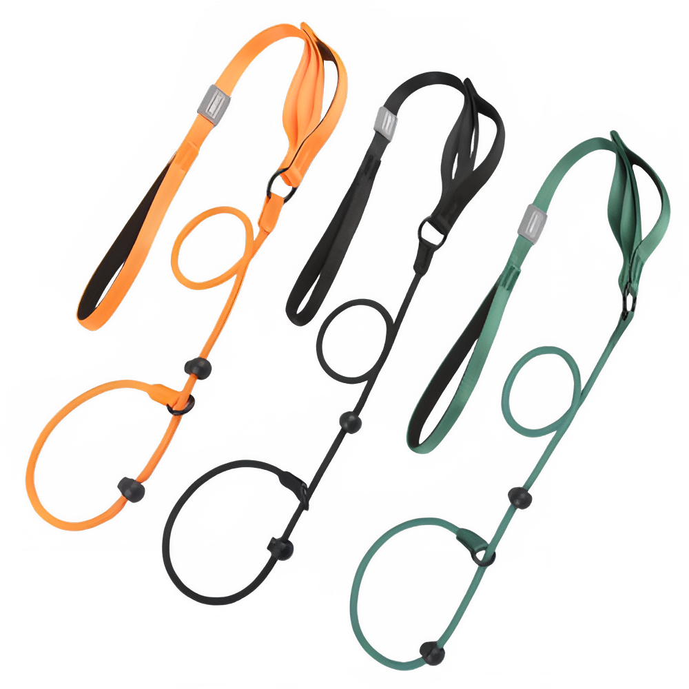 Green nylon no-pull dog walking leash with dual handles, slip lead design for control and comfort during walks.