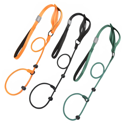 Green nylon no-pull dog walking leash with dual handles, slip lead design for control and comfort during walks.