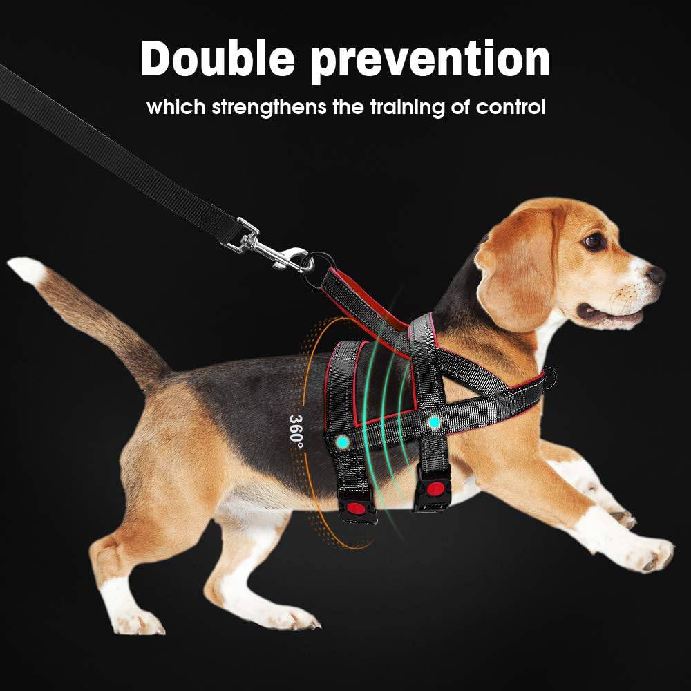 Black No Pull Nylon Dog Harness Reflective Adjustable Dog Harness Vest For Medium Large Dogs Walking Training Belt - TrendyPet's Zone