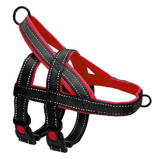 Black No Pull Nylon Dog Harness Reflective Adjustable Dog Harness Vest For Medium Large Dogs Walking Training Belt - TrendyPet's Zone
