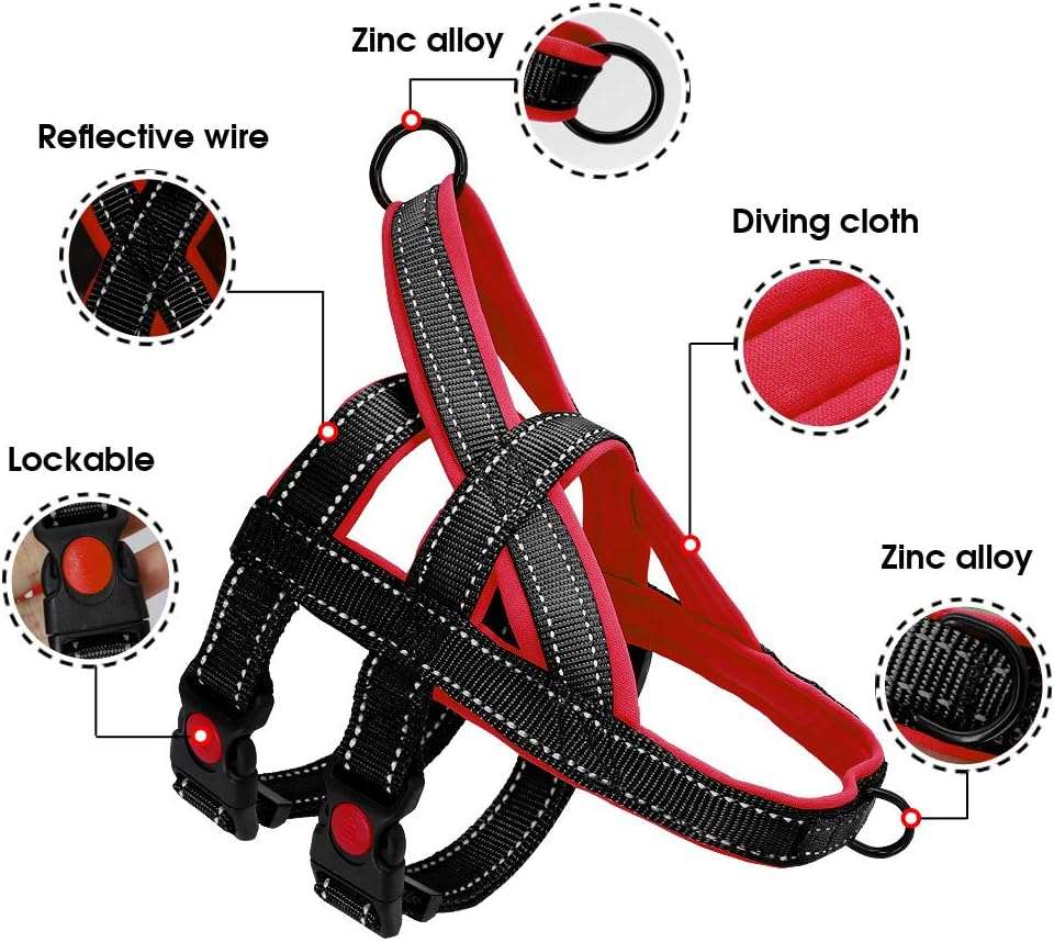 Black No Pull Nylon Dog Harness Reflective Adjustable Dog Harness Vest For Medium Large Dogs Walking Training Belt - TrendyPet's Zone