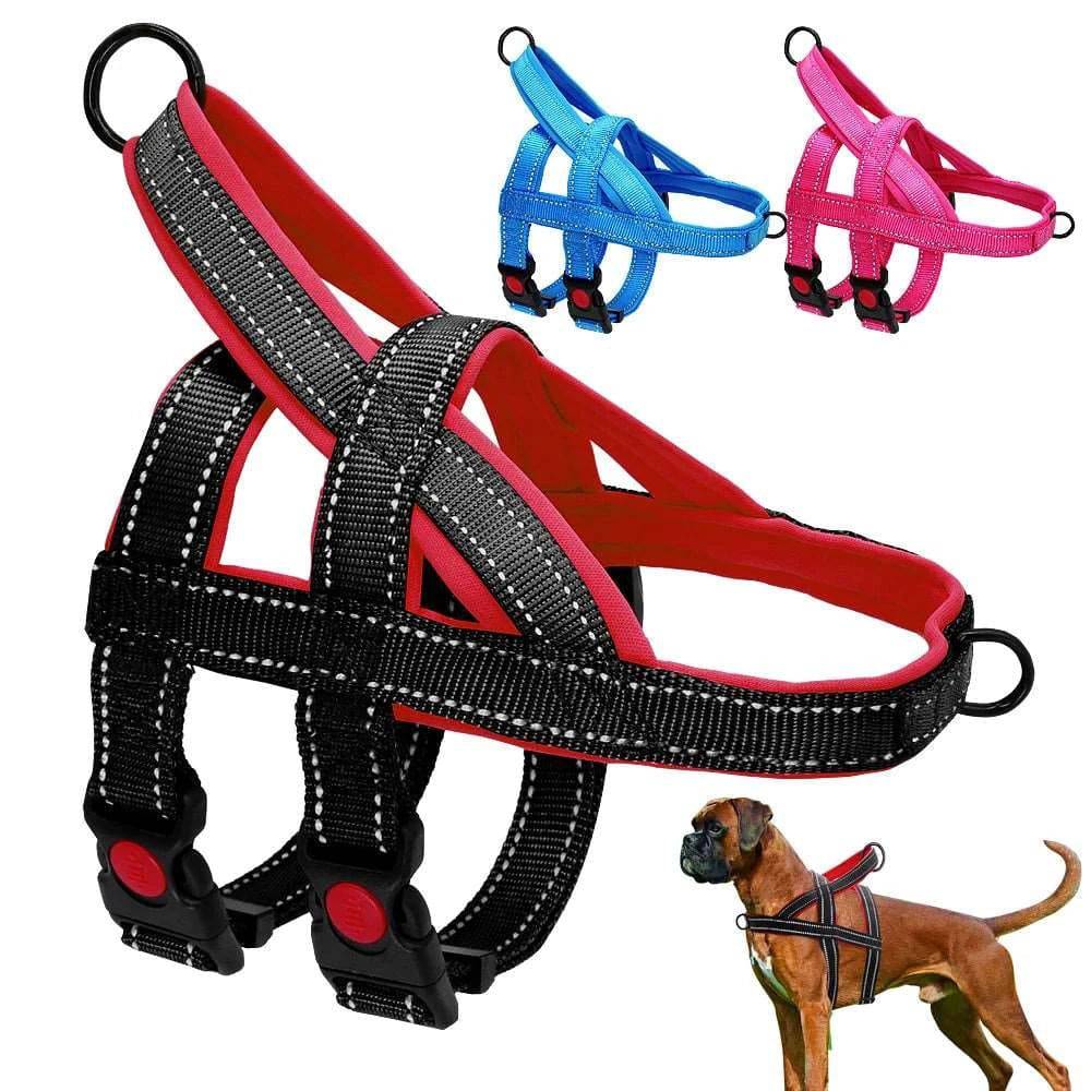 Black No Pull Nylon Dog Harness Reflective Adjustable Dog Harness Vest For Medium Large Dogs Walking Training Belt - TrendyPet's Zone