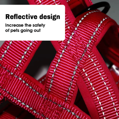 Blue No Pull Nylon Dog Harness Reflective Adjustable Dog Harness Vest For Medium Large Dogs Walking Training Belt TRENDYPET'S ZONE