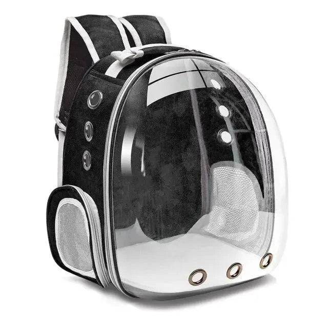 Black Pet Carrier Backpack Transparent Capsule Bubble Backpack Small Animal Puppy Kitten Breathable Carrier for Travel - TrendyPet's Zone