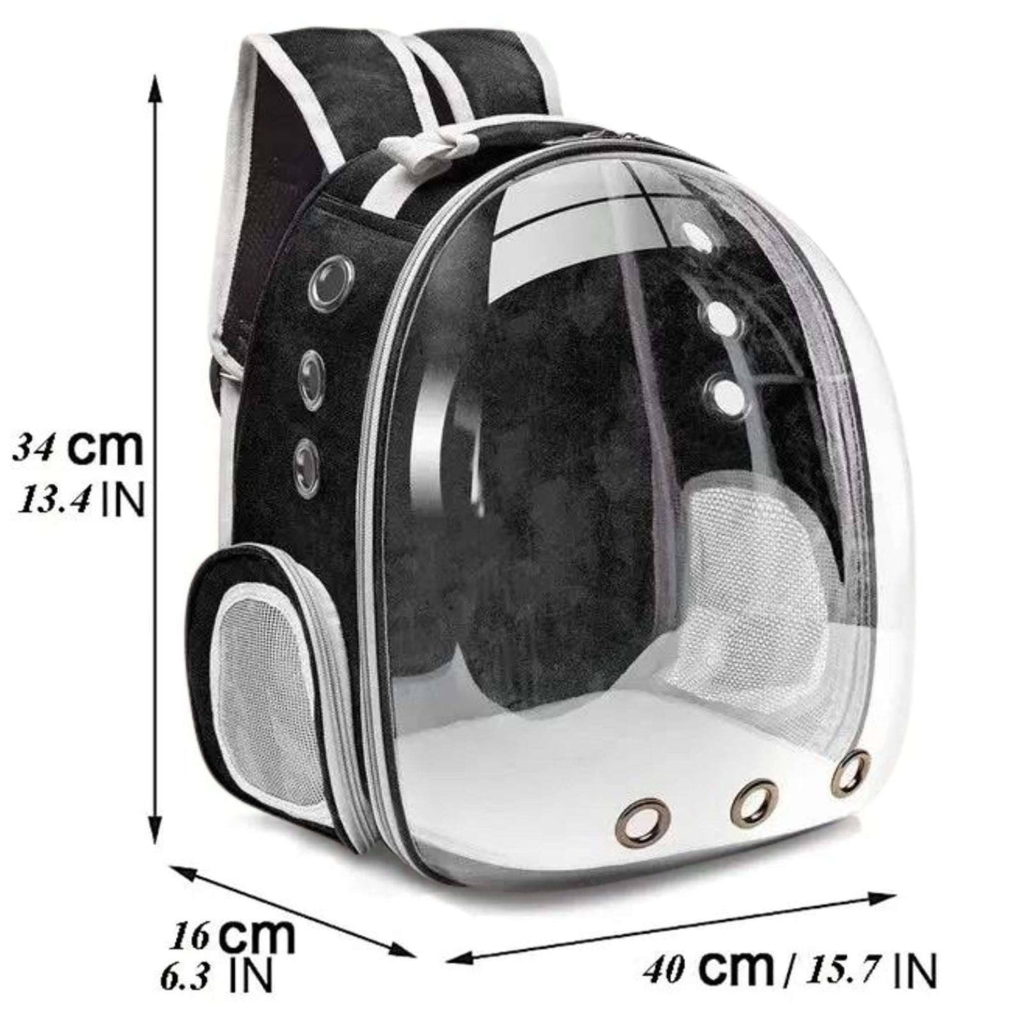 Black Pet Carrier Backpack Transparent Capsule Bubble Backpack Small Animal Puppy Kitten Breathable Carrier for Travel - TrendyPet's Zone