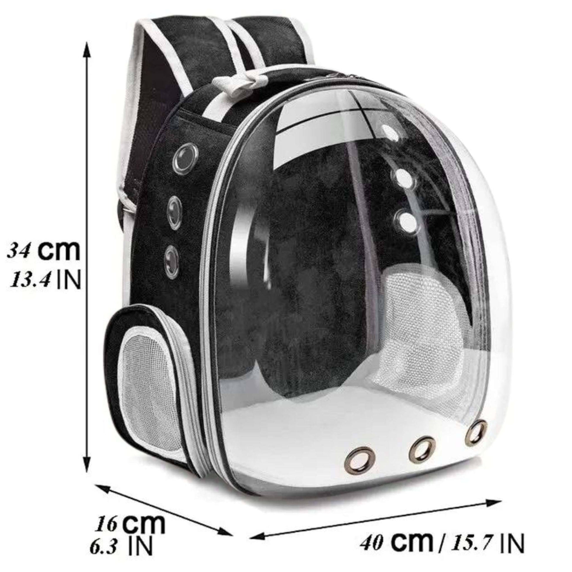Black Pet Carrier Backpack Transparent Capsule Bubble Backpack Small Animal Puppy Kitten Breathable Carrier for Travel - TrendyPet's Zone