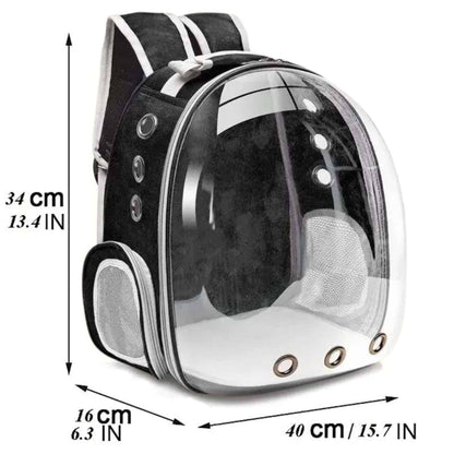 Black Pet Carrier Backpack Transparent Capsule Bubble Backpack Small Animal Puppy Kitten Breathable Carrier for Travel - TrendyPet's Zone