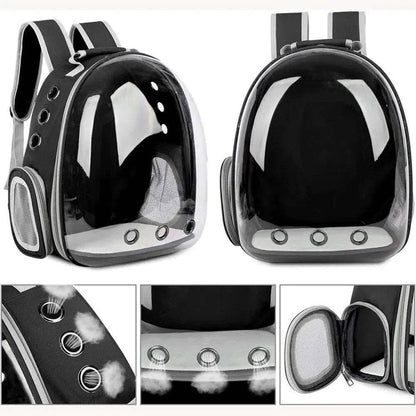 Black Pet Carrier Backpack Transparent Capsule Bubble Backpack Small Animal Puppy Kitten Breathable Carrier for Travel - TrendyPet's Zone