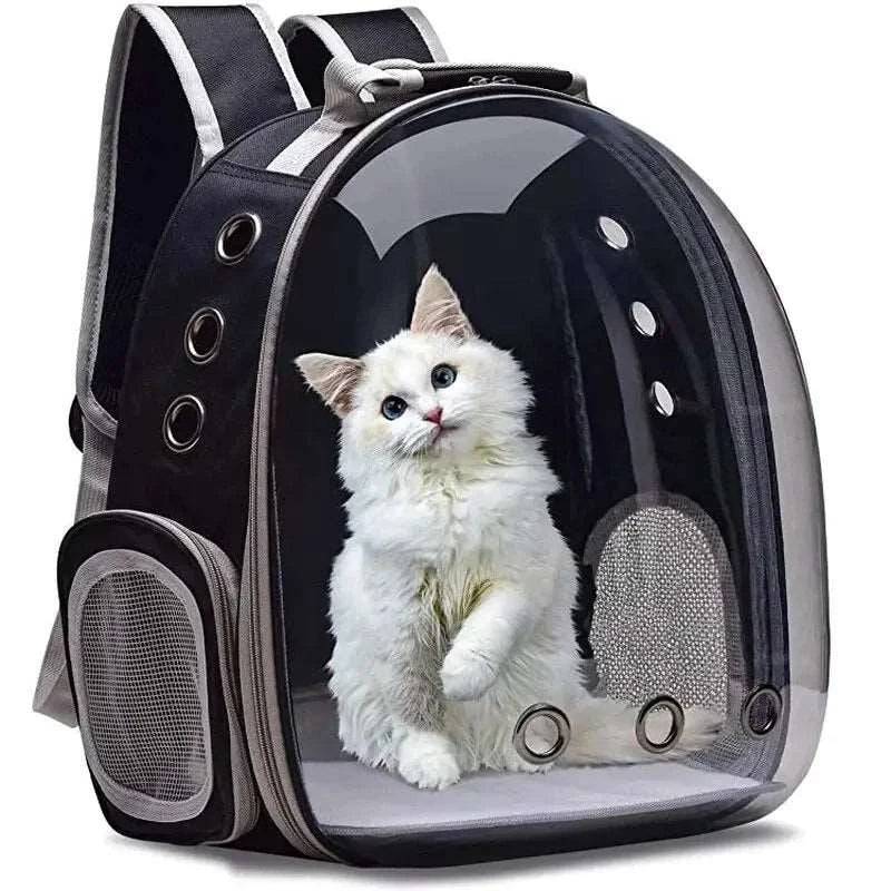 Black Pet Carrier Backpack Transparent Capsule Bubble Backpack Small Animal Puppy Kitten Breathable Carrier for Travel - TrendyPet's Zone