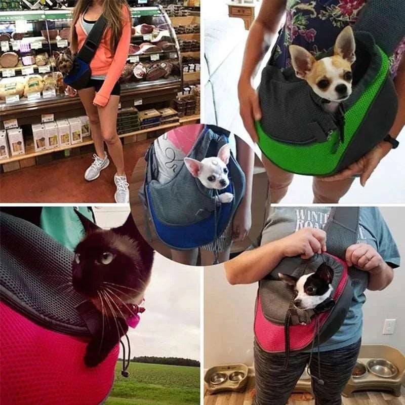 Black TrendyPet's Zone pet carrier for dogs and cats, outdoor travel bag with mesh panels and comfortable shoulder sling.