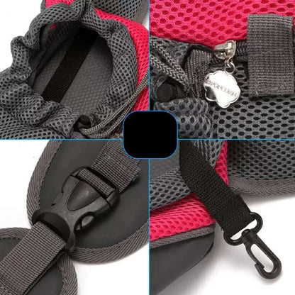 Black outdoor pet carrier by TrendyPet's Zone for dogs, puppies, and cats, featuring mesh and Oxford fabric for comfort and portability.