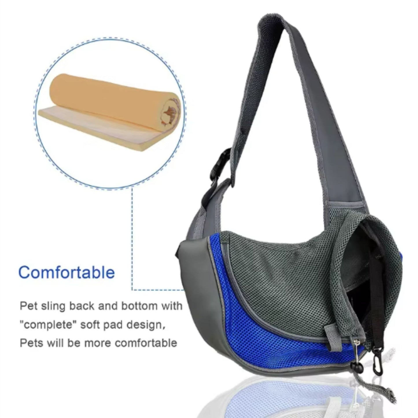 Black outdoor pet carrier by TrendyPet's Zone, mesh Oxford design, comfortable shoulder sling for dogs, puppies, and cats.
