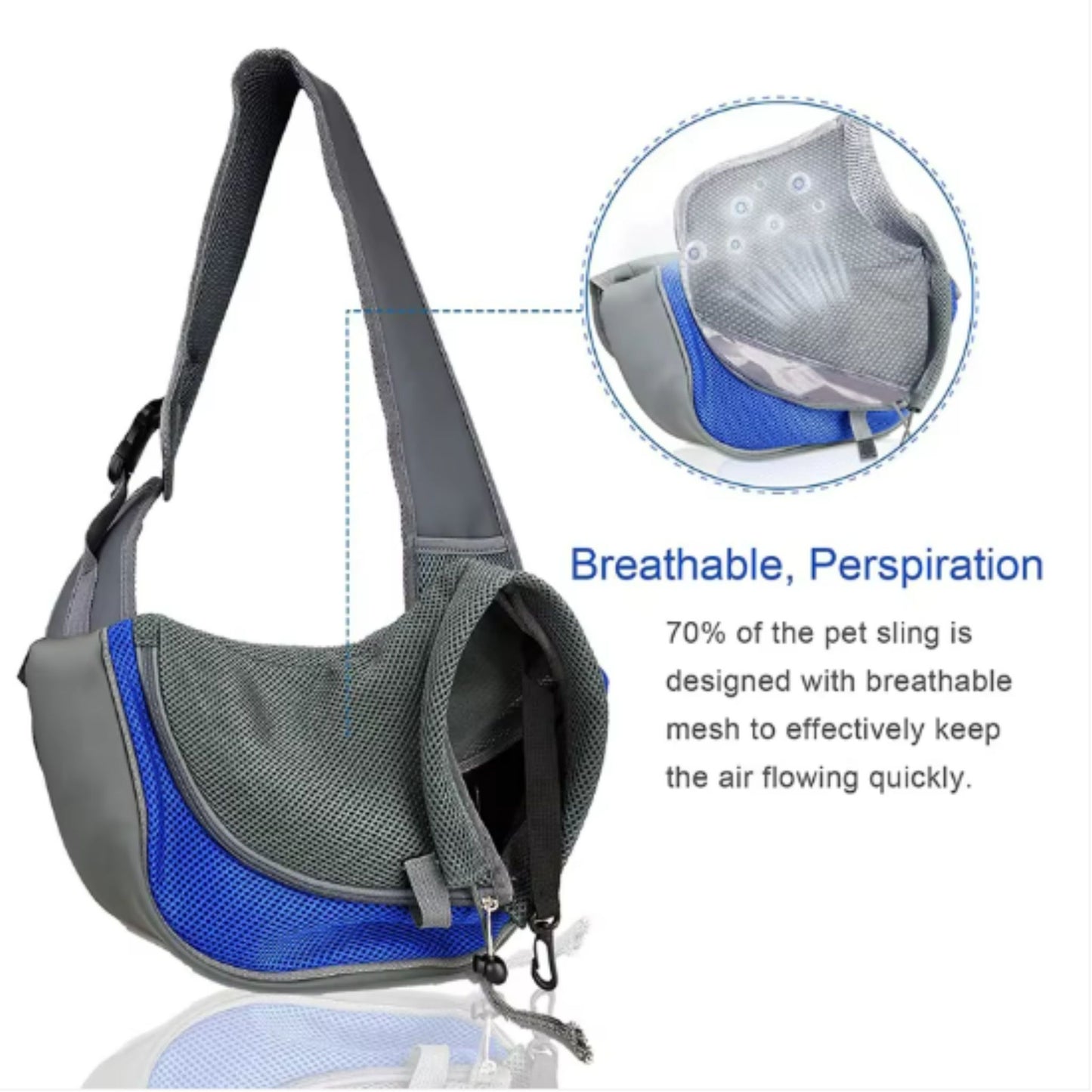 Black outdoor pet carrier bag for dogs, puppies, cats, with mesh sides, Oxford fabric, comfortable sling design, TrendyPet's Zone.