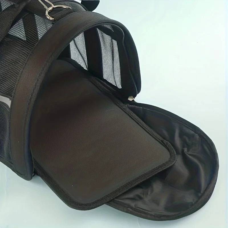 Black Pet Carrying Bag Large Capacity Portable Breathable Shoulder Bag For Outdoor Use Suitable For All Seasons - TrendyPet's Zone