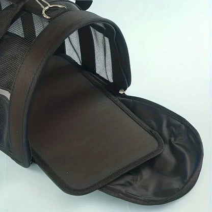 Black Pet Carrying Bag Large Capacity Portable Breathable Shoulder Bag For Outdoor Use Suitable For All Seasons - TrendyPet's Zone