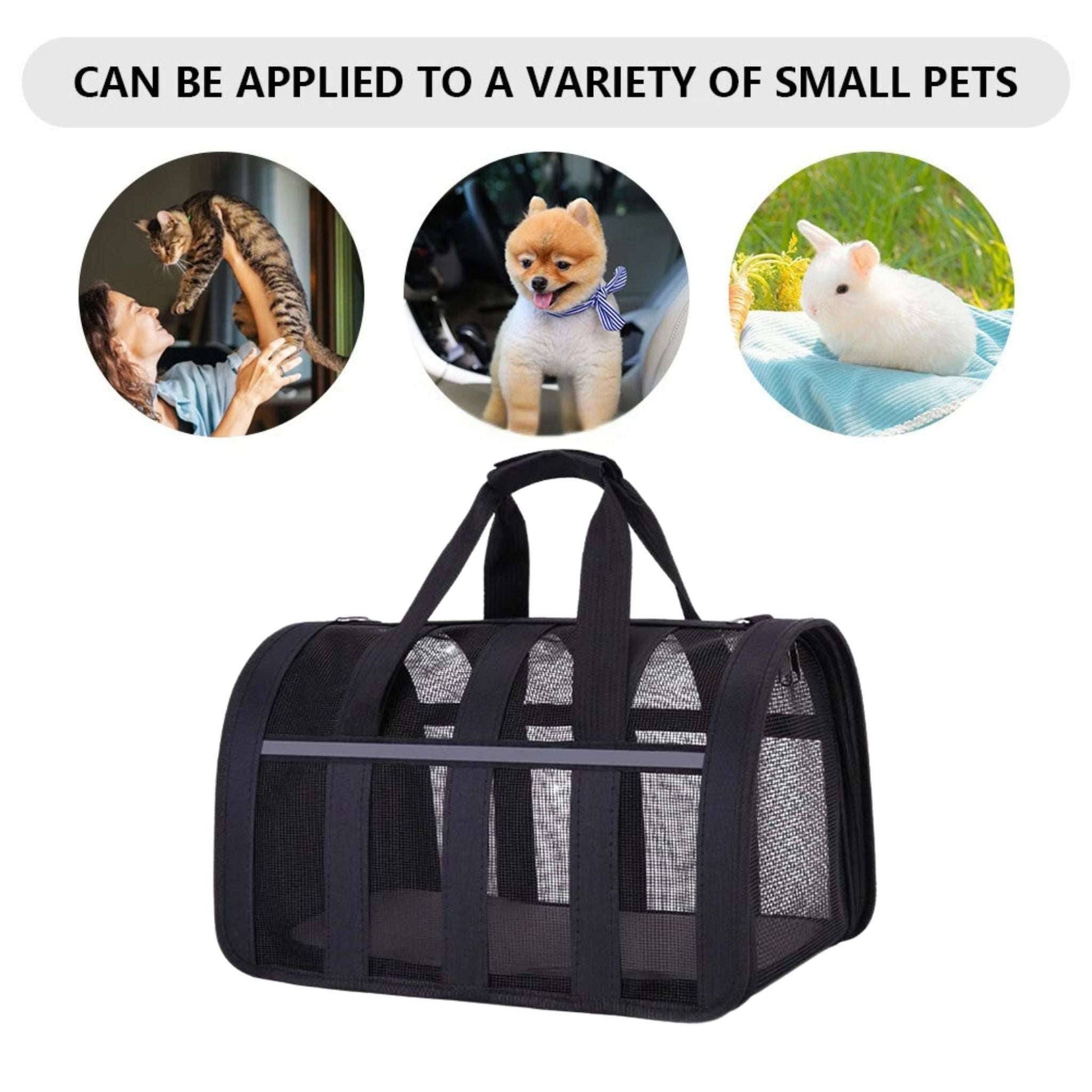 Black Pet Carrying Bag Large Capacity Portable Breathable Shoulder Bag For Outdoor Use Suitable For All Seasons - TrendyPet's Zone