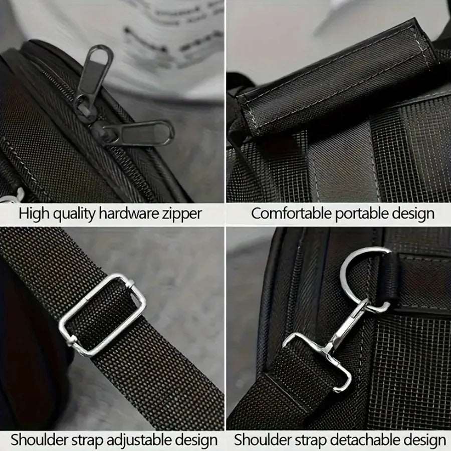 Black Pet Carrying Bag Large Capacity Portable Breathable Shoulder Bag For Outdoor Use Suitable For All Seasons - TrendyPet's Zone