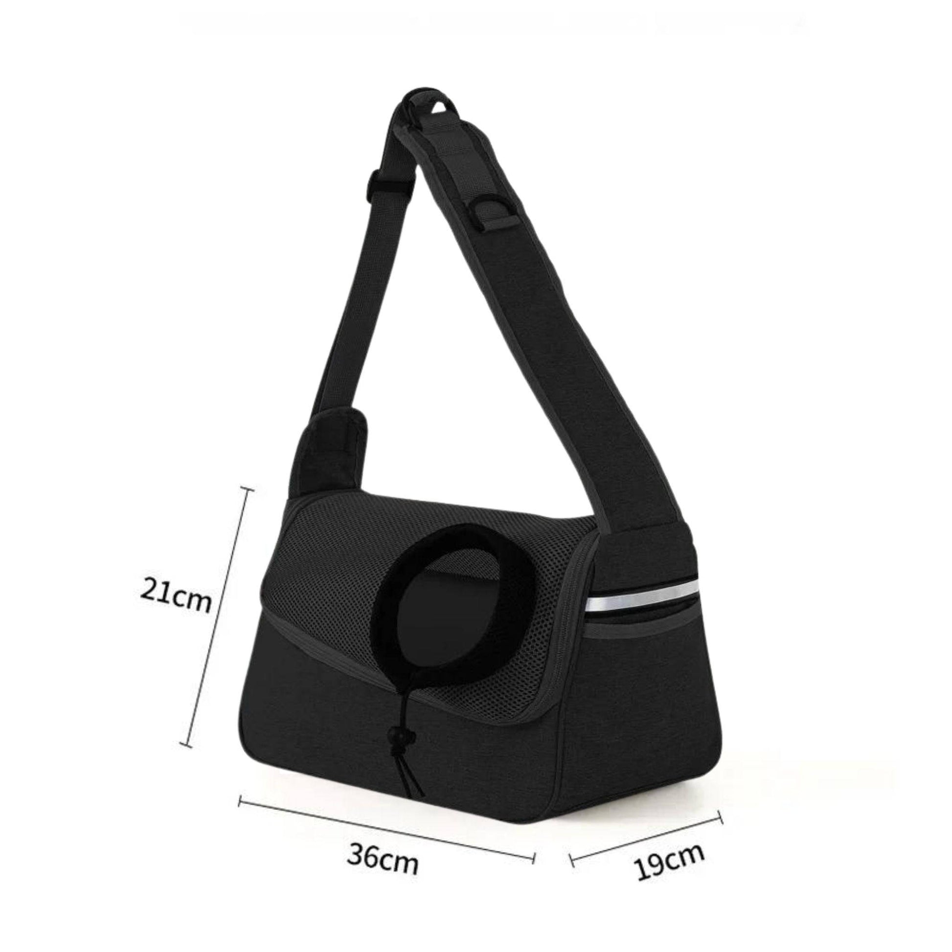 Black Portable Bag Pet Crossbody Bag Dog Cat One Shoulder Carrier Breathable Mesh Puppy Kitten Handbag - TrendyPet's Zone