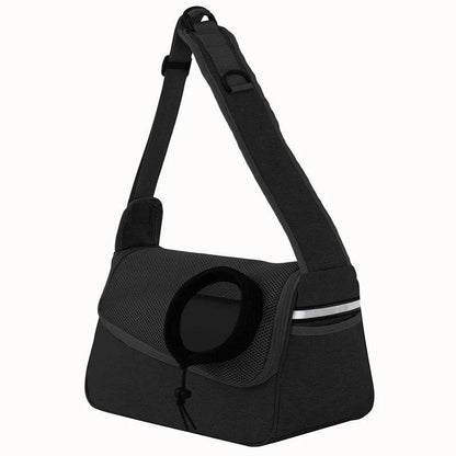 Black Portable Bag Pet Crossbody Bag Dog Cat One Shoulder Carrier Breathable Mesh Puppy Kitten Handbag - TrendyPet's Zone