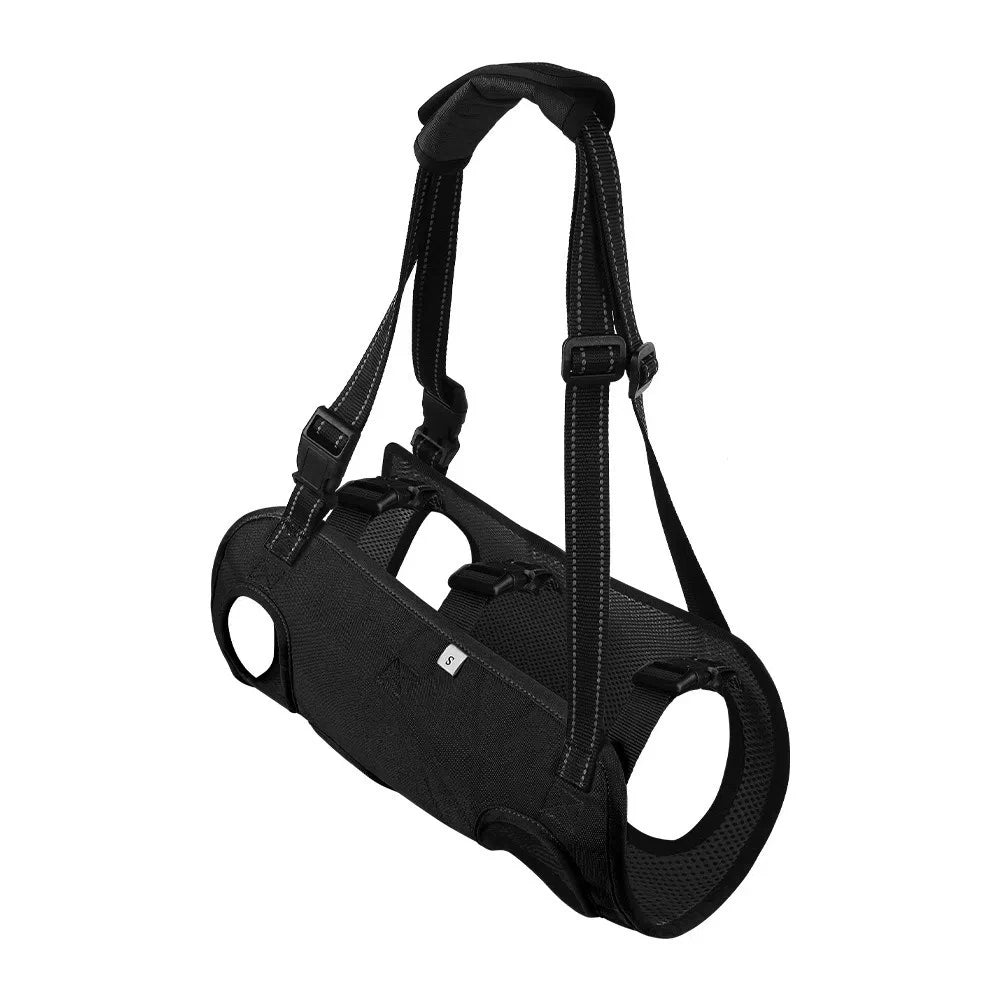 Black TrendyPet's Zone portable dog lift harness with adjustable strap and soft lining for easy lifting and support.