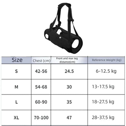 Black portable dog lift harness with adjustable strap and soft lining, designed for easy lifting and support from TrendyPet's Zone.