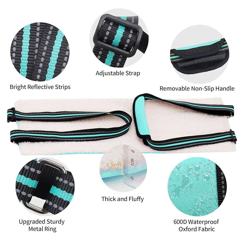 Black portable dog lift harness with adjustable straps and soft lining, designed for easy lifting and support by TrendyPet's Zone.