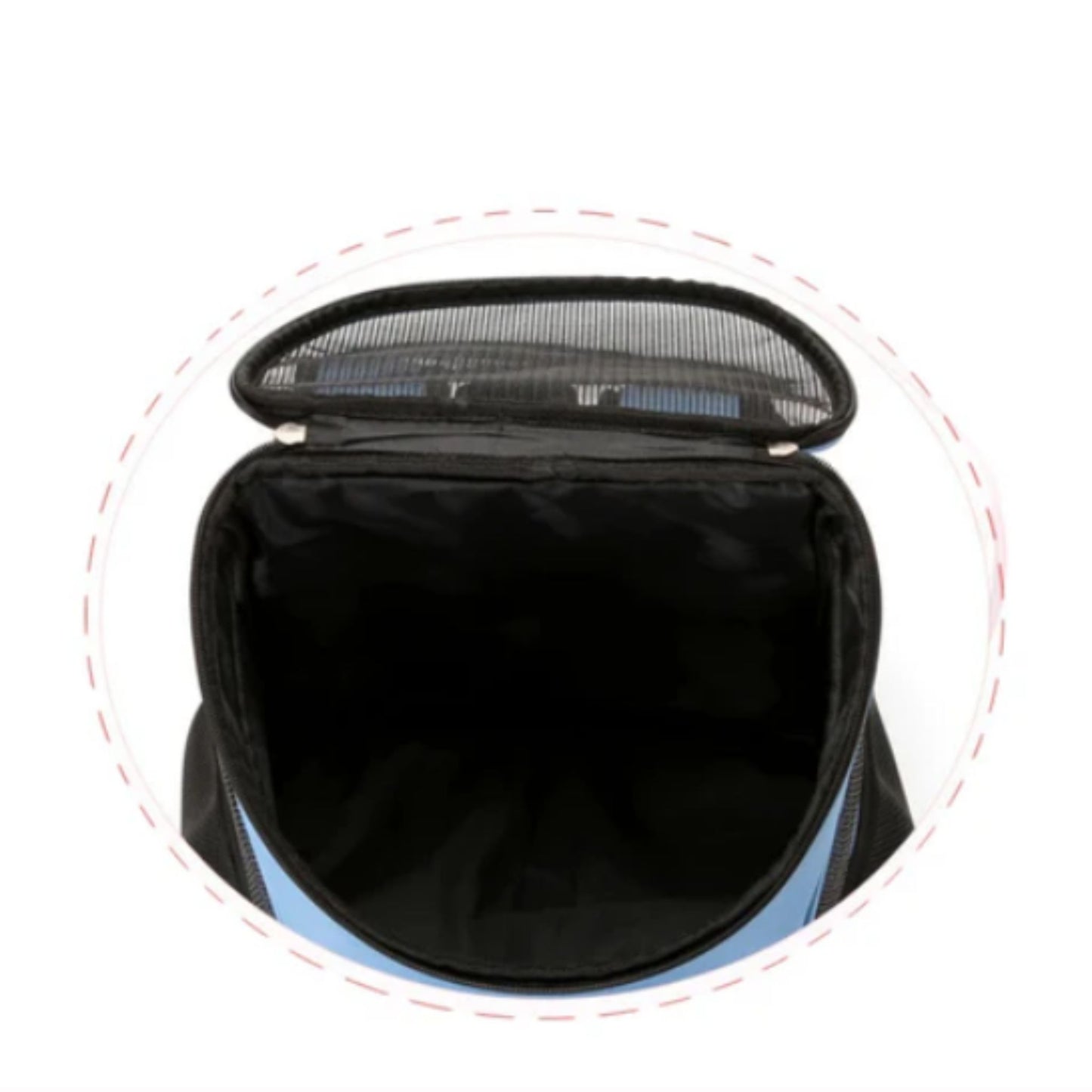 Black portable foldable mesh pet carrier backpack for dogs and cats, breathable, large capacity, outdoor travel, double shoulder straps.