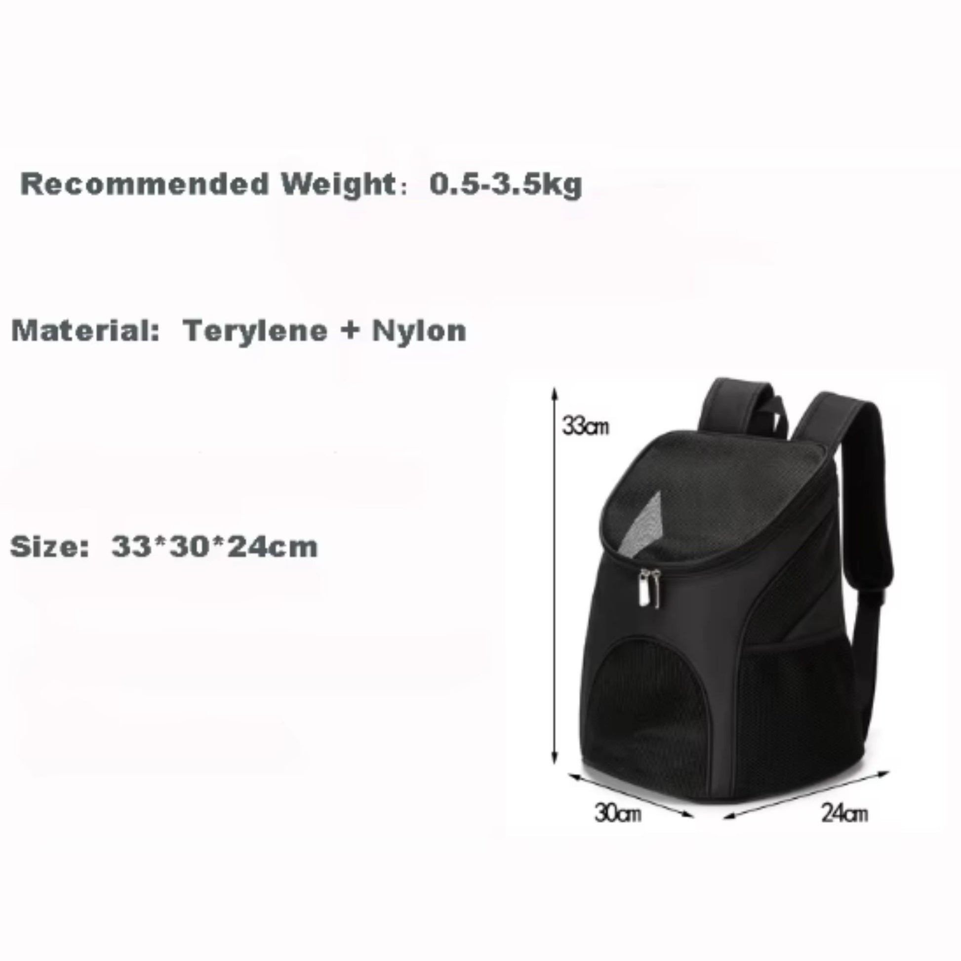Black portable foldable mesh pet carrier backpack for dogs and cats, breathable, large capacity outdoor travel double shoulder bag.