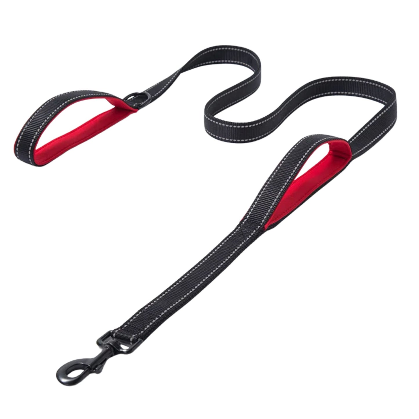Black and red heavy-duty dog leash with double handles from TrendyPet's Zone, designed for better control and safety during walks.