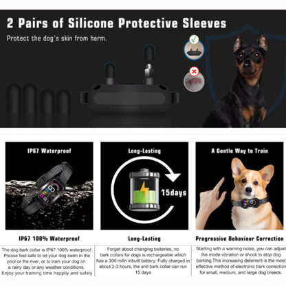 Black Smart Anti Barking Collar for small to large dogs, rechargeable with 4 training modes and 8 sensitivity levels.