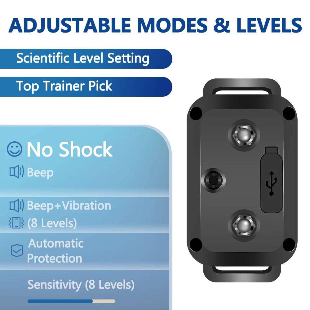 Black Smart Anti Barking Collar for Small Medium Large Breed Dogs Rechargeable Puppy Bark Collar with 4 Training Modes & 8 Adjustable Sensitivity TRENDYPET'S ZONE