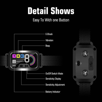 Black Smart Anti Barking Collar for Small Medium Large Breed Dogs Rechargeable Puppy Bark Collar with 4 Training Modes & 8 Adjustable Sensitivity TRENDYPET'S ZONE