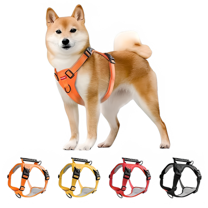 Orange soft no-pull dog harness with adjustable straps and easy control handle by TrendyPet's Zone, designed for comfortable walking.