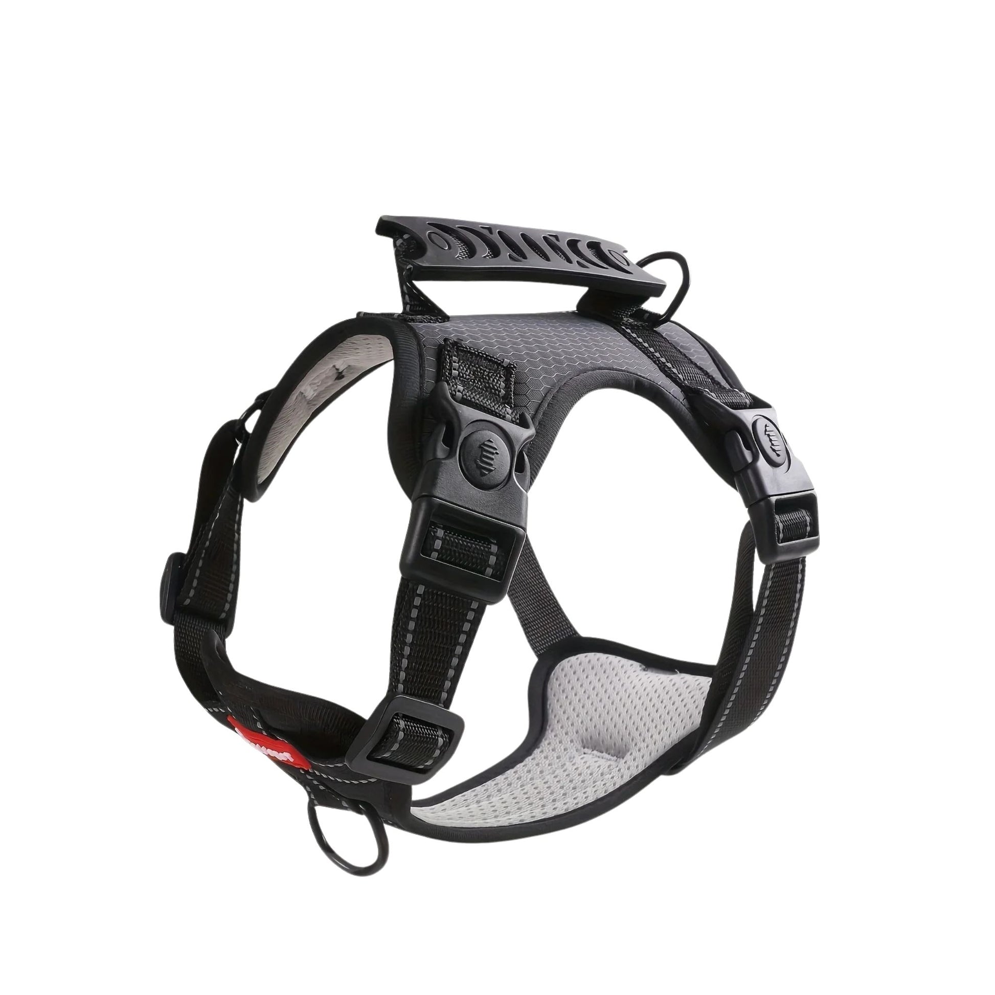 Black soft no-pull dog harness with adjustable strap and easy control handle by TrendyPet's Zone, designed for comfortable walking.