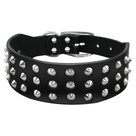 Black Spiked Studded Leather Dog Collar Adjustable Anti-Bite Puppy Neck Strap Collars For Small Medium Dogs - TrendyPet's Zone