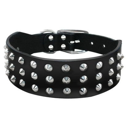Black Spiked Studded Leather Dog Collar Adjustable Anti-Bite Puppy Neck Strap Collars For Small Medium Dogs - TrendyPet's Zone