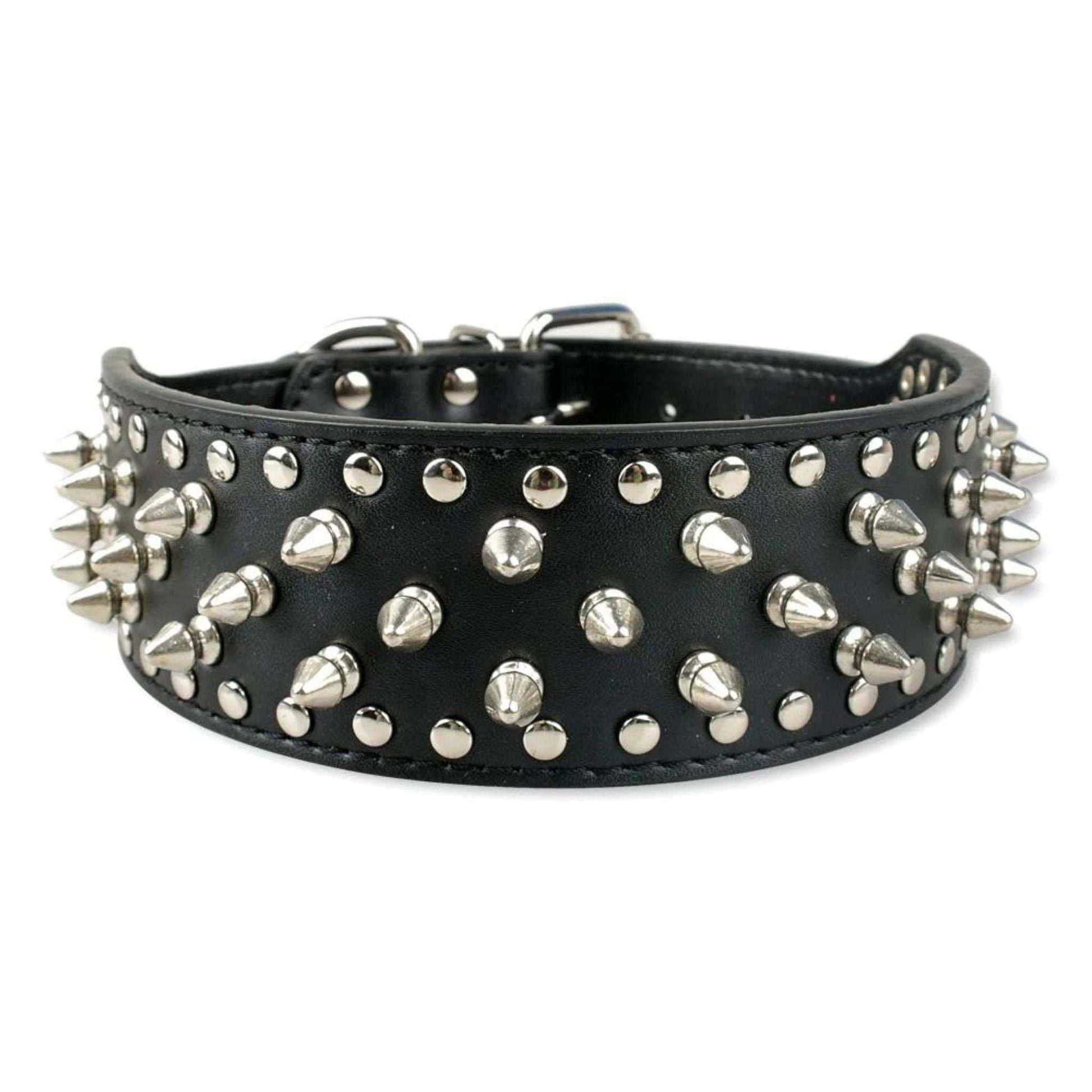Black Spiked Studded Leather Dog Collar Adjustable Anti-Bite Puppy Neck Strap Collars For Small Medium Dogs - TrendyPet's Zone