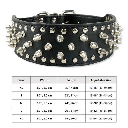 Black Spiked Studded Leather Dog Collar Adjustable Anti-Bite Puppy Neck Strap Collars For Small Medium Dogs - TrendyPet's Zone